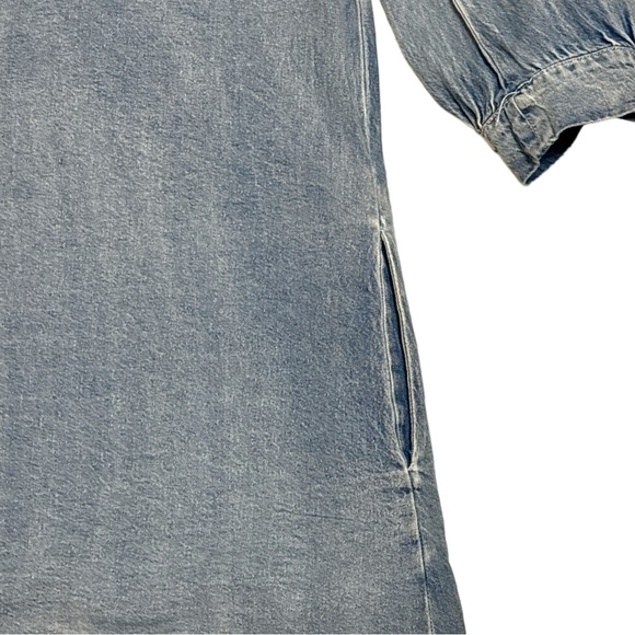 Nash Grey distressed denim shirt dress midi length with pockets size small EUC - Picture 5 of 5